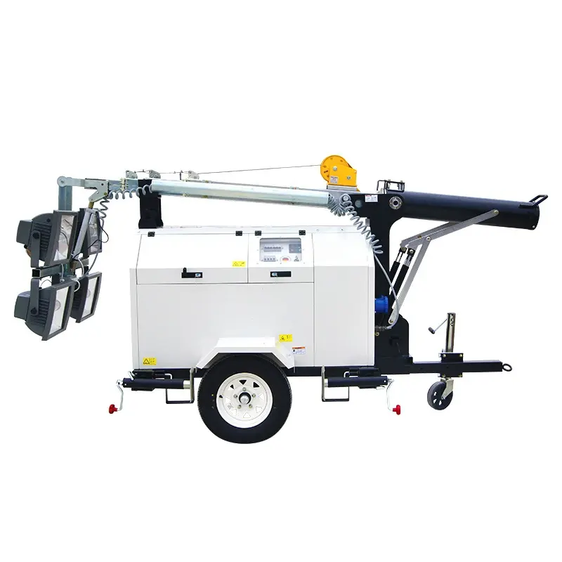 Mobile Light Tower With Trailer Portable Telescopic Lighting Tower