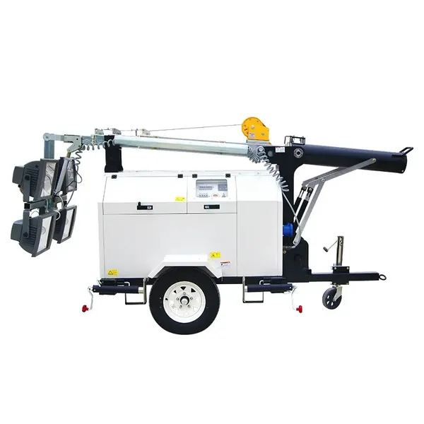 Mobile Light Tower With Trailer Portable Telescopic Lighting Tower