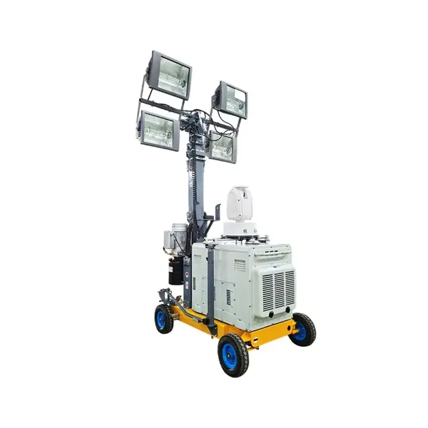 Chinese High Quality 5-9m Manual Telescopic Mast Electric Type Portable Trolly 4*200W Led Lighting Mobile Light Tower
