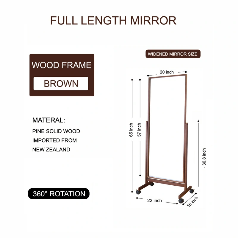 Swivel Adjustable Full Length Mirror on Wheels,