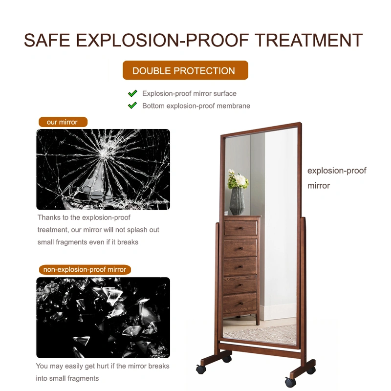 Swivel Adjustable Full Length Mirror on Wheels,