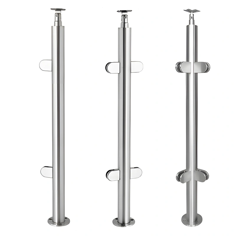Glass Railing Round Stainless Steel 331 Heavy Duty Post