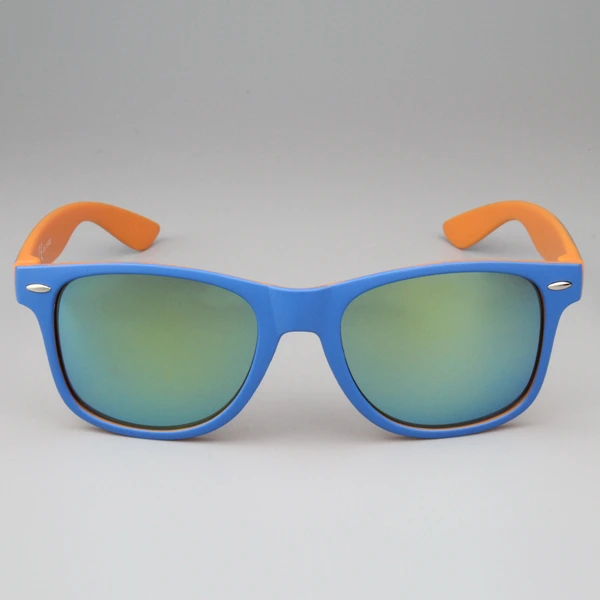 mprinted Two Tone Sunglasses Orange with Blue Frame