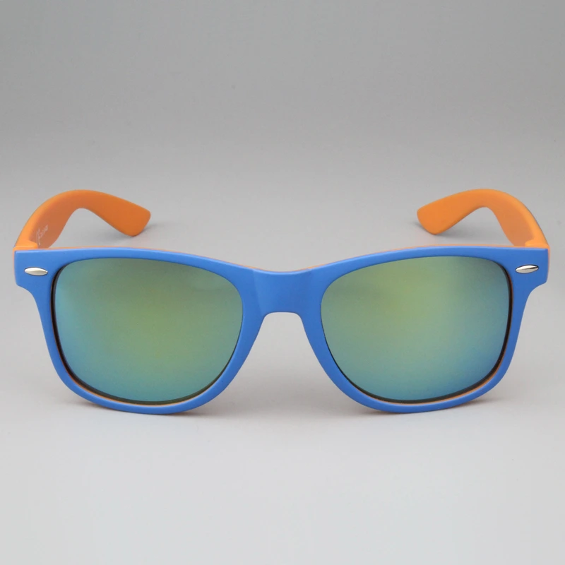 mprinted Two Tone Sunglasses Orange with Blue Frame