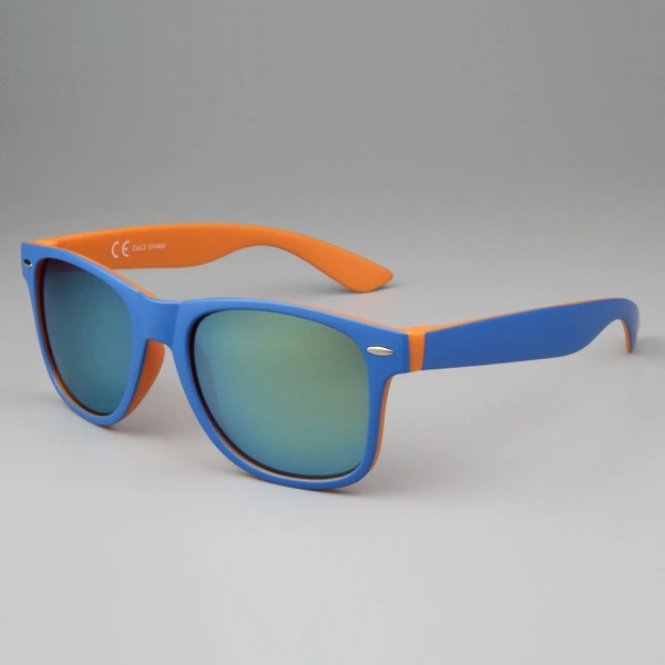 mprinted Two Tone Sunglasses Orange with Blue Frame