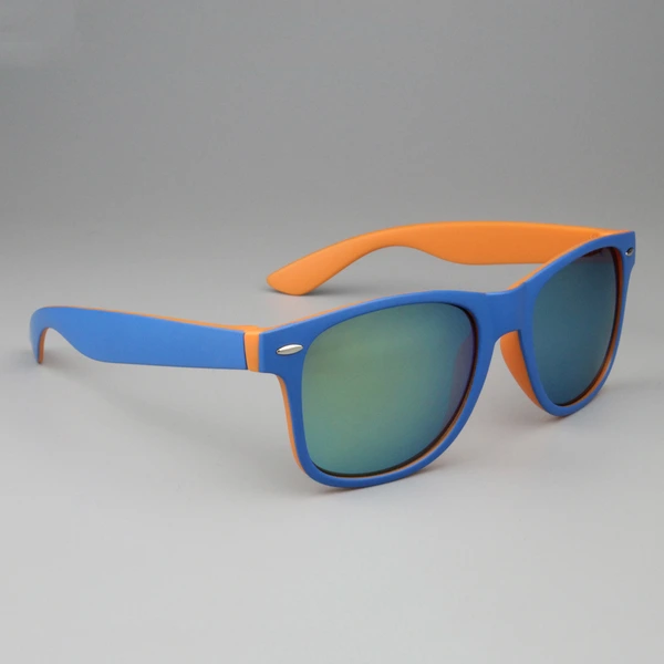 mprinted Two Tone Sunglasses Orange with Blue Frame