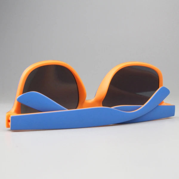 mprinted Two Tone Sunglasses Orange with Blue Frame