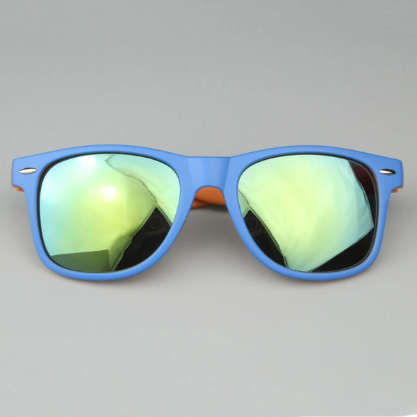 mprinted Two Tone Sunglasses Orange with Blue Frame