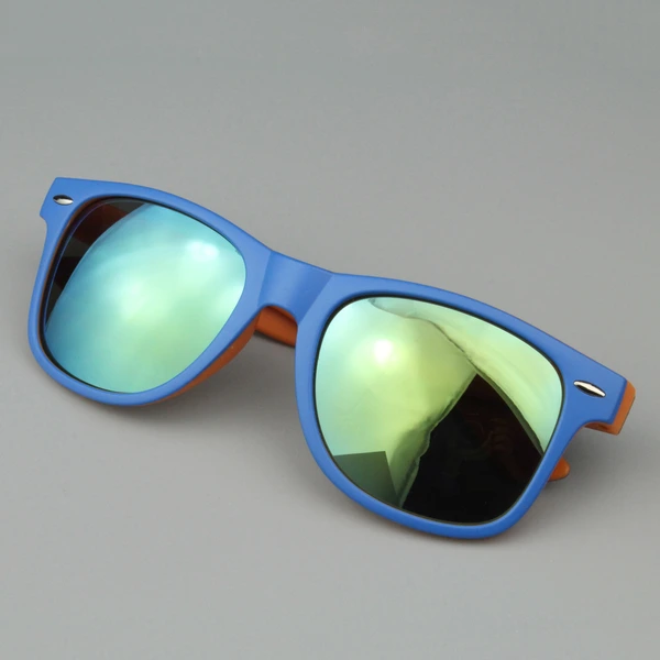 mprinted Two Tone Sunglasses Orange with Blue Frame