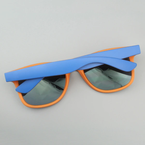 mprinted Two Tone Sunglasses Orange with Blue Frame