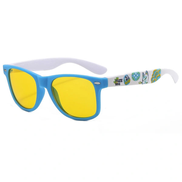Custom Two Tone White And Sky Blue Printing Sunglasses