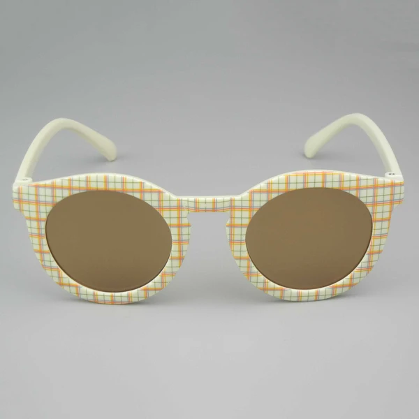 Plaid Round Frame Kids Sunglasses 