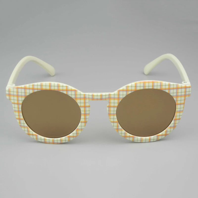 Plaid Round Frame Kids Sunglasses 