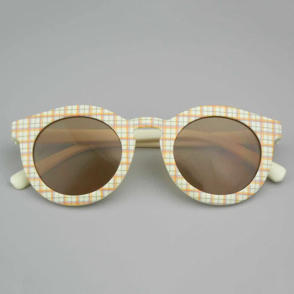 Plaid Round Frame Kids Sunglasses 