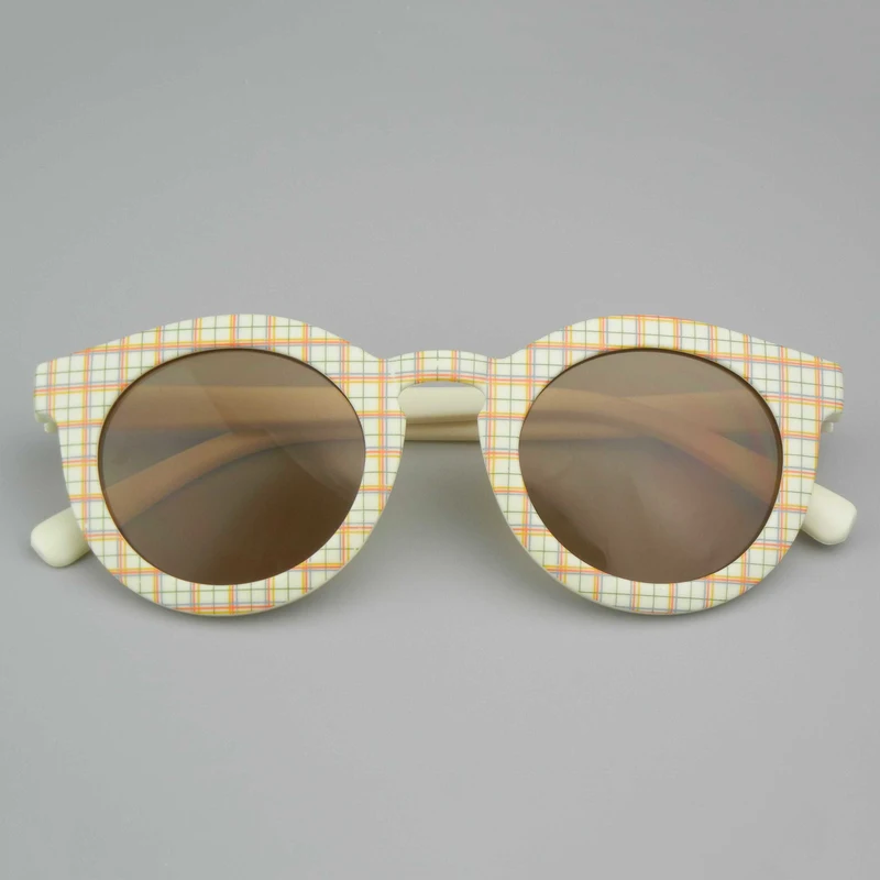 Plaid Round Frame Kids Sunglasses 