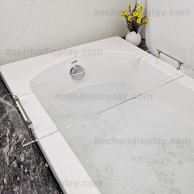 Bandeja de bañera de acrílico transparente con asas doradas para bañera de  lujo, 31 x 9 pulgadas