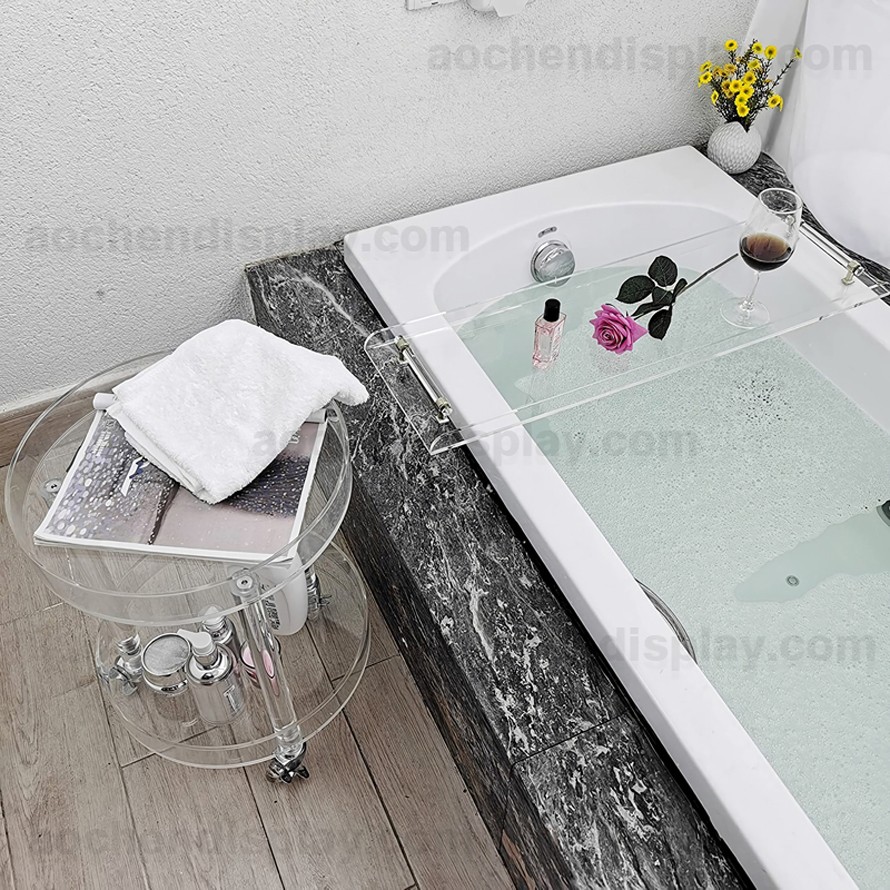 Clear Acrylic Bathtub Caddy Tray with Handles