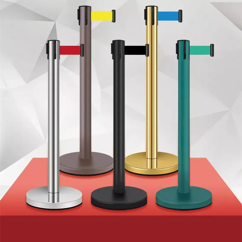 Stainless Steel Stanchion Queue Management System Retractable Belt Pole