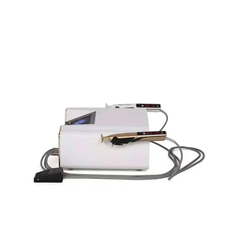 Latest wrinkle removal eyes lifting beauty plasma pen 2 in 1 cold plasma anti acne pen  24 Hours  online Free consultion  by Call or Text  AprilFace team                                                                    wechat/whats app : + 86  13829625233         Plasma is composed of ions and electrons and is an ionized gas with electrical energy. Space plasma releases electrical energy, using plasma conduction technology to open the mucous membrane principle of skin cells, inducing and changing the ion's position, allowing them to freely pass through the cell membrane. When the cell membrane voltage increases, it helps the cells to produce tension, so that the cation dislocations on the medial and lateral sides of the cell membrane are corrected, the membrane potential returns to an equilibrium state, the cells return to normal operation, the skin regenerates, and the skin tissue resistance is enhanced. Effectively improve the skin surface, in the treatment of acne, scars while not destroying cells, with skin rejuvenation, sterilization, antibacterial, anti-inflammatory, whitening, improve skin sagging and other effects.  1.png  2 in 1 plasma consists of spark plasma and ozone plasma.   And is available in 7 different probes:  Spark plasma (gold handle): facial lifting, firmness, freckle, wrinkles, crow’s feet treatment.  Ozone plasma ( white handle): Anti-inflammatory sterilization, soothing and itching, anabolic pigments, regulating oil secretion, oil control and cleansing, for allergic skin, acne, eczema, skin inflammation and other skin problems.  2.jpg3.jpg  Function:  1.anti-aging effect.  2.Improve skin absorption.  3. anti-bacterial.  4. clean skin.  5.effectively whiten and brighten skin.  6. improve fine lines.  7. increase skin elasticity.  8.improve facial appearance edge lifting and spot removal.  Advantages:  1.Unlike lasers and light sources, plasma has no specific chromophore and can be used on all parts of the body.  2.The energy produced by the plasma is generated by a small electric current, which is used to treat the drooping part so that it can contract as quickly as possible.  3.Histological principles use high plasma energy to instantly heal the nipple wound to produce collagen, allowing the skin to regenerate.As new collagen is produced, the skin becomes more elastic.  4.jpg