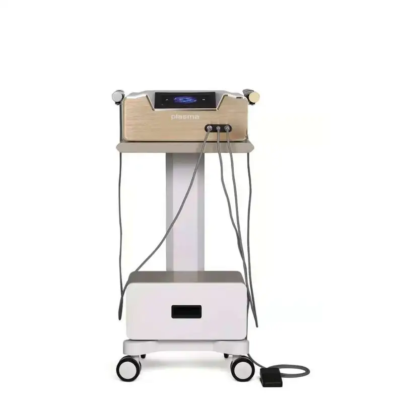 Latest wrinkle removal eyes lifting beauty plasma pen 2 in 1 cold plasma anti acne pen  24 Hours  online Free consultion  by Call or Text  AprilFace team                                                                    wechat/whats app : + 86  13829625233         Plasma is composed of ions and electrons and is an ionized gas with electrical energy. Space plasma releases electrical energy, using plasma conduction technology to open the mucous membrane principle of skin cells, inducing and changing the ion's position, allowing them to freely pass through the cell membrane. When the cell membrane voltage increases, it helps the cells to produce tension, so that the cation dislocations on the medial and lateral sides of the cell membrane are corrected, the membrane potential returns to an equilibrium state, the cells return to normal operation, the skin regenerates, and the skin tissue resistance is enhanced. Effectively improve the skin surface, in the treatment of acne, scars while not destroying cells, with skin rejuvenation, sterilization, antibacterial, anti-inflammatory, whitening, improve skin sagging and other effects.  1.png  2 in 1 plasma consists of spark plasma and ozone plasma.   And is available in 7 different probes:  Spark plasma (gold handle): facial lifting, firmness, freckle, wrinkles, crow’s feet treatment.  Ozone plasma ( white handle): Anti-inflammatory sterilization, soothing and itching, anabolic pigments, regulating oil secretion, oil control and cleansing, for allergic skin, acne, eczema, skin inflammation and other skin problems.  2.jpg3.jpg  Function:  1.anti-aging effect.  2.Improve skin absorption.  3. anti-bacterial.  4. clean skin.  5.effectively whiten and brighten skin.  6. improve fine lines.  7. increase skin elasticity.  8.improve facial appearance edge lifting and spot removal.  Advantages:  1.Unlike lasers and light sources, plasma has no specific chromophore and can be used on all parts of the body.  2.The energy produced by the plasma is generated by a small electric current, which is used to treat the drooping part so that it can contract as quickly as possible.  3.Histological principles use high plasma energy to instantly heal the nipple wound to produce collagen, allowing the skin to regenerate.As new collagen is produced, the skin becomes more elastic.  4.jpg