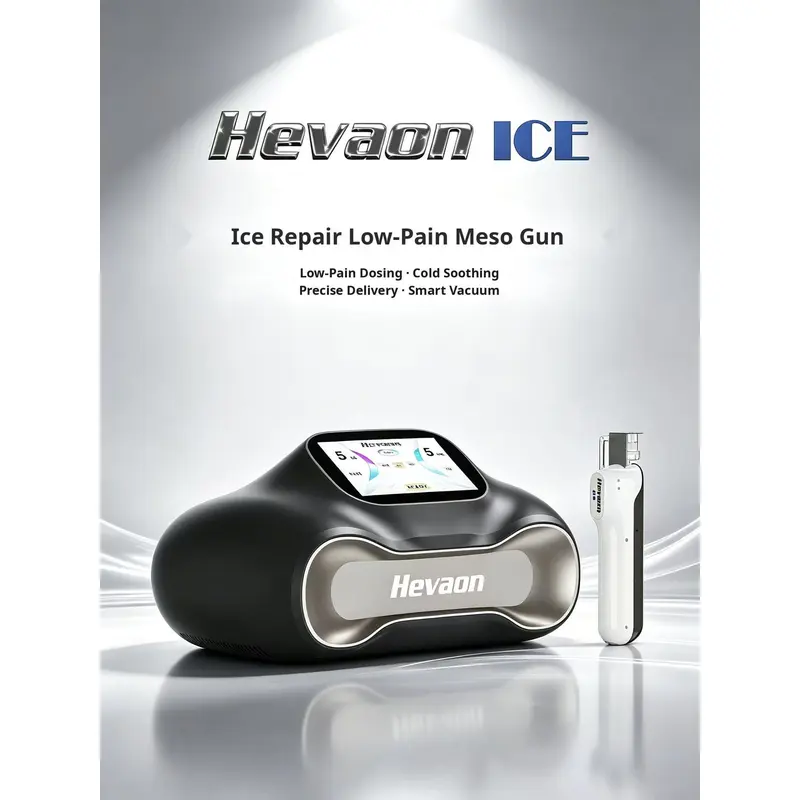 Hevaon ICE Meso Injector, Ice Cooling Painless Mesotherapy Device, Anti-Leakage AI Vacuum Meso Gun for Beauty Salon`