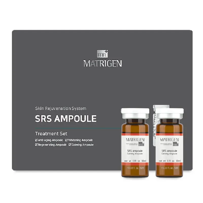 Matrigen SRS Calming Ampoule 10ml*12ea Cica Soothing Ampoule Calm Redness Hydrate Restore pH Balance For Sensitive Skin & Post MTS Treatment