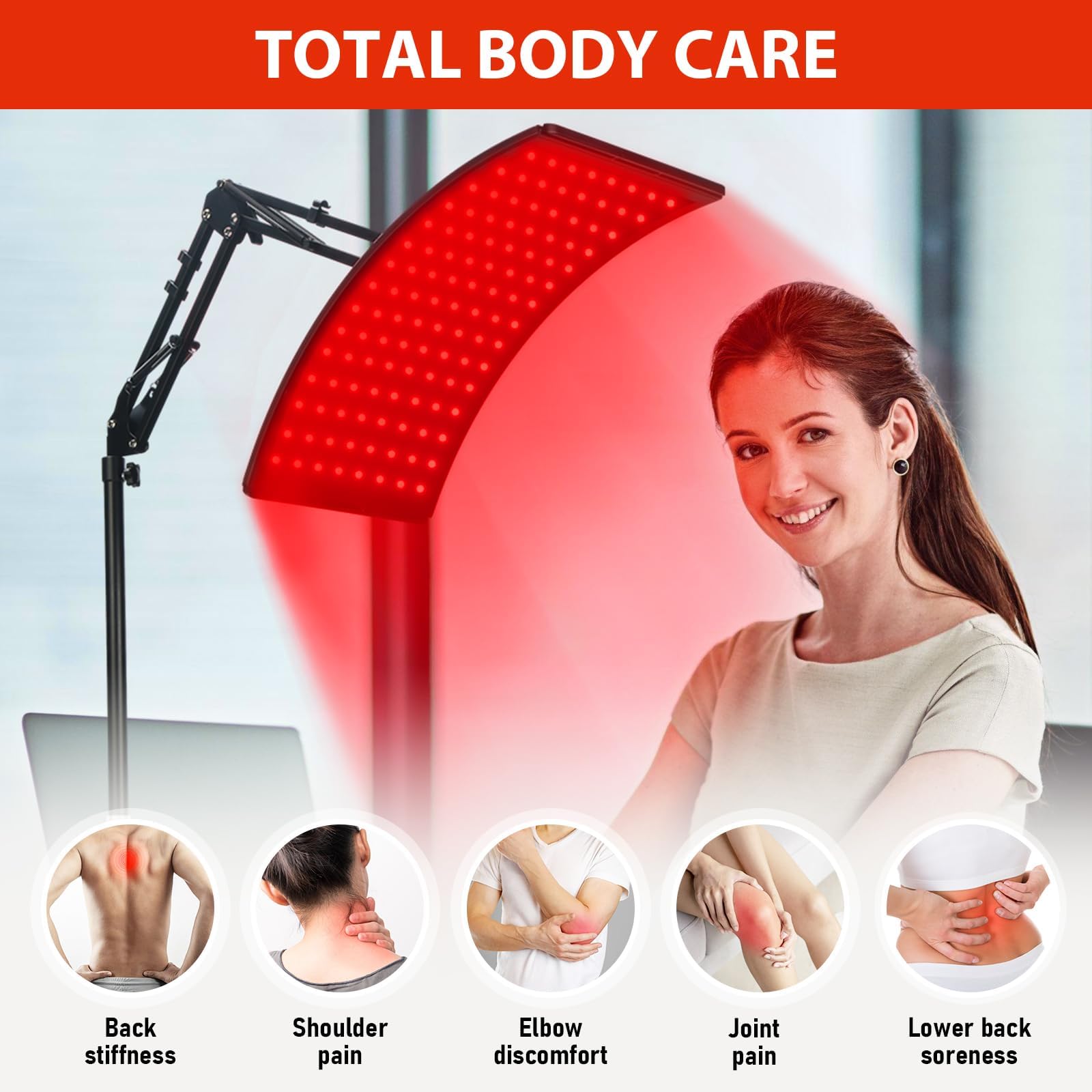 Red Light Therapy for Face and Body, Red Infrared Light Therapy Lamp with Stand Led 660nm & 850nm Infrared Light Device for Body