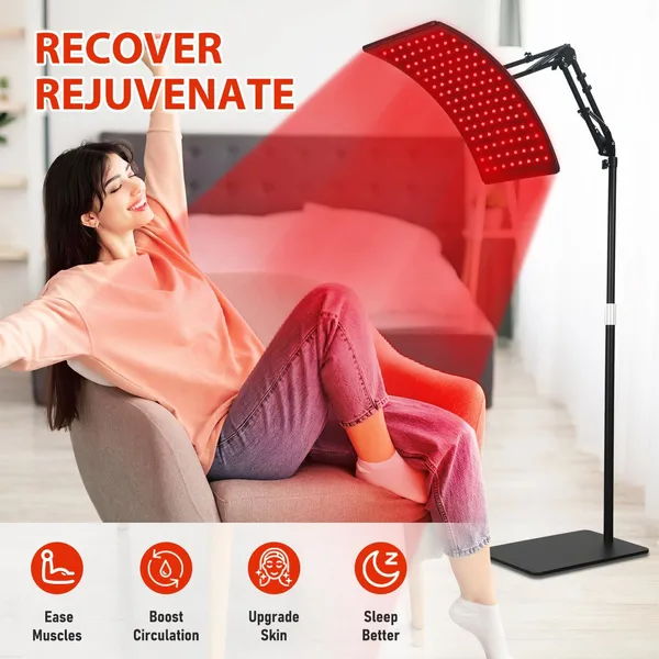 Red Light Therapy for Face and Body, Red Infrared Light Therapy Lamp with Stand Led 660nm & 850nm Infrared Light Device for Body