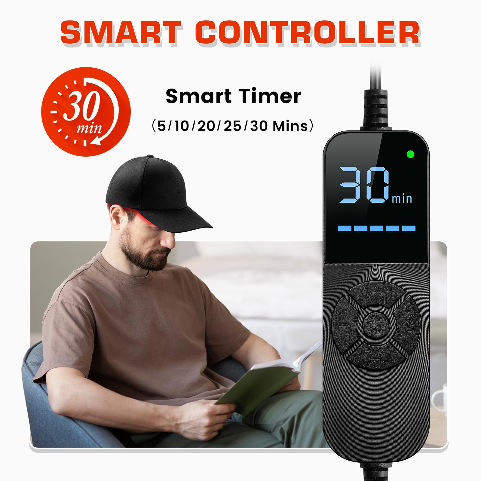 Laser Hair Growth Cap，Red Light theray for Hair, Deep Black Cap