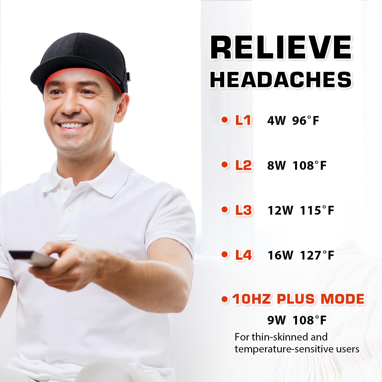 Red Light Therapy Cap for Hair Growth, 660nm Red Light-Therapy& 850nm Infrared Light Device, Black