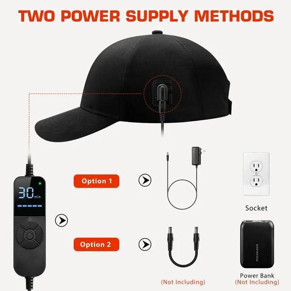 Red Light Therapy Cap for Hair Growth, 660nm Red Light-Therapy& 850nm Infrared Light Device, Black