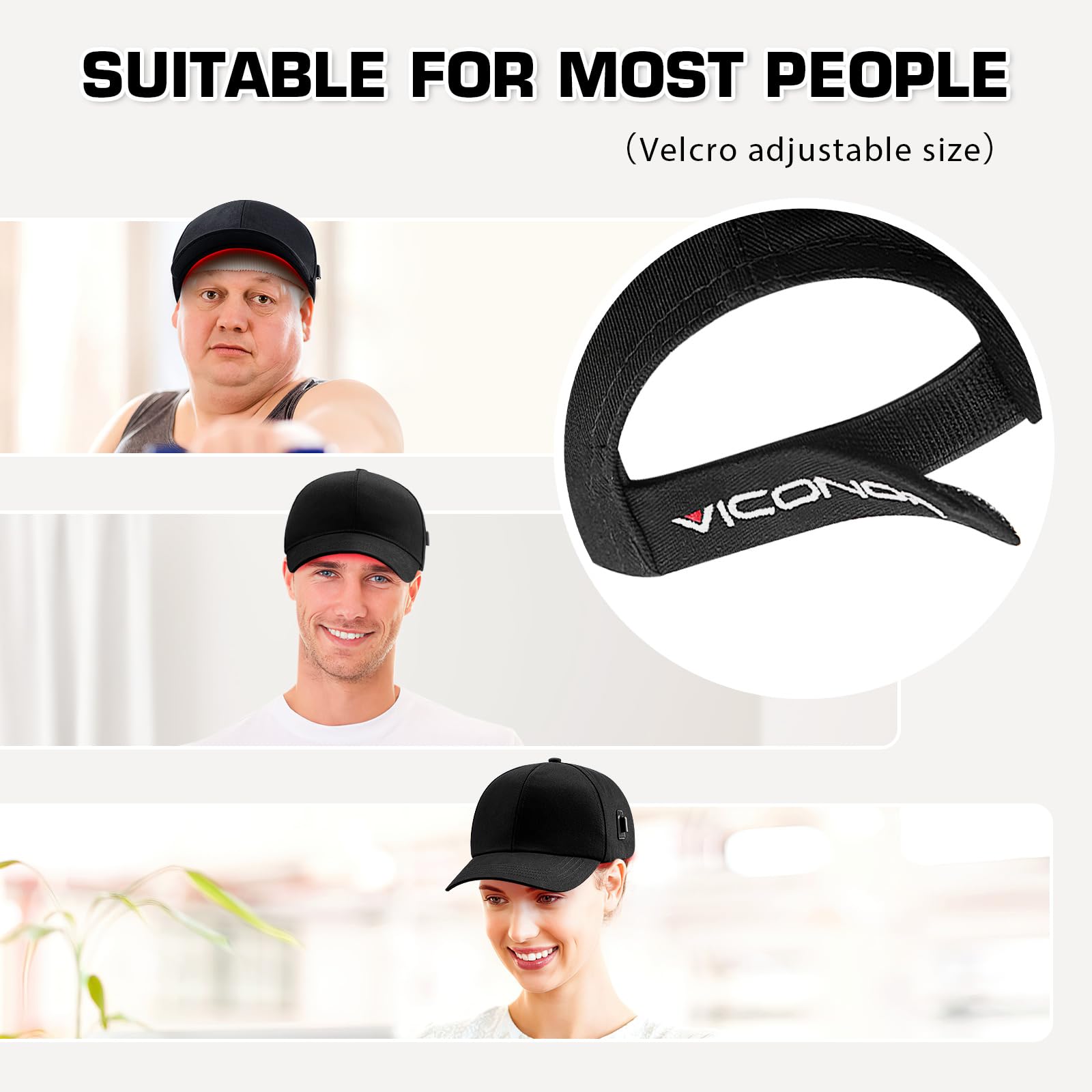 Red Light Therapy Cap for Hair Growth, 660nm Red Light-Therapy& 850nm Infrared Light Device, Black