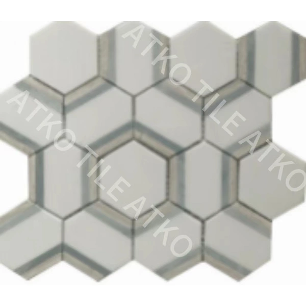 六边形棕色和灰色大理石马赛克  