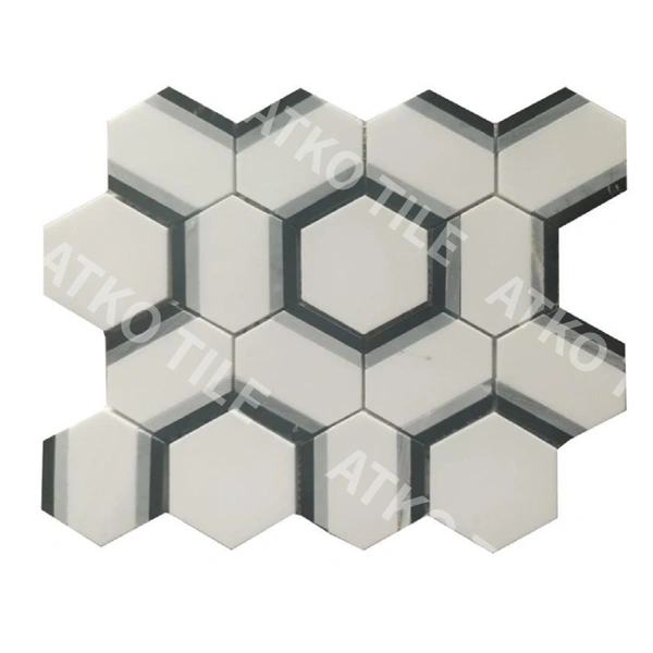 Hexagon Black and White Marble Mosaic 