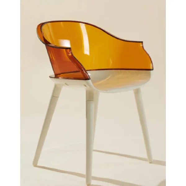 Crystal Golden Chair, Mid-Century Plastic Dining Room Accent Chair