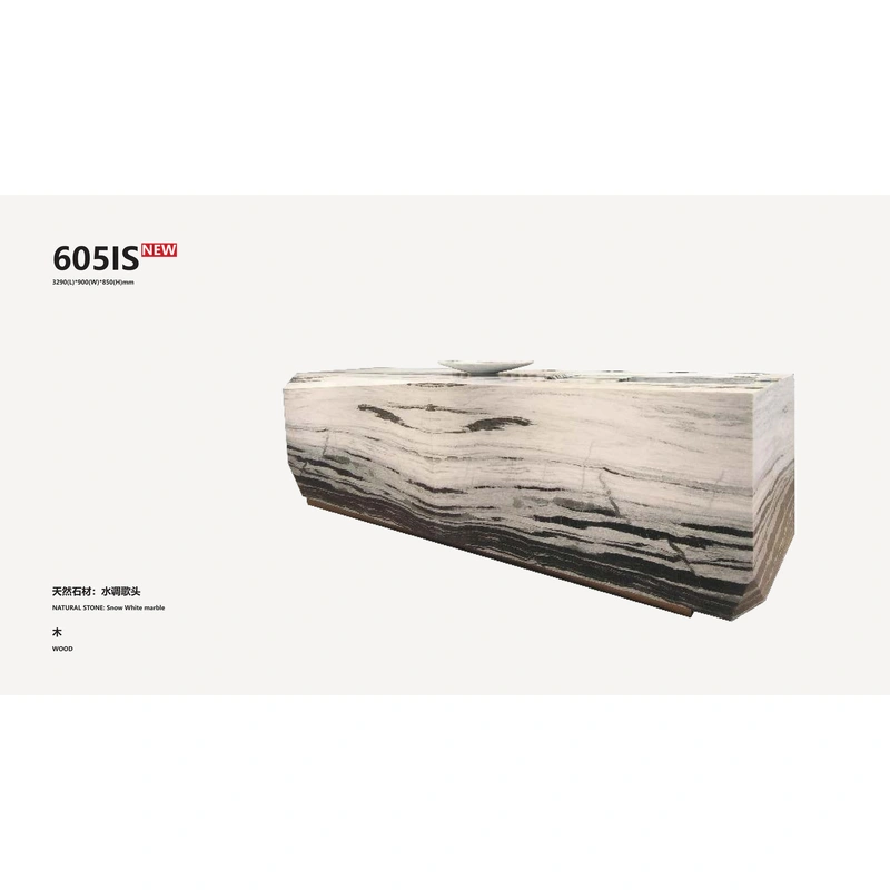 Wood Look Snow White Marble Table