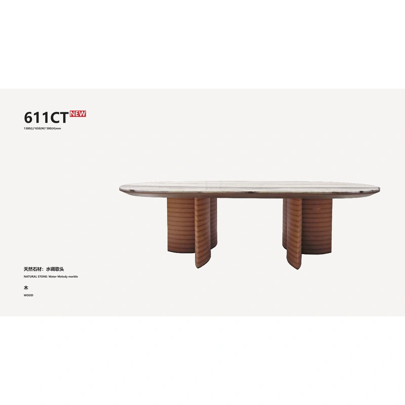 Wood Look Water Melody Marble Table: Simple Life Attitude