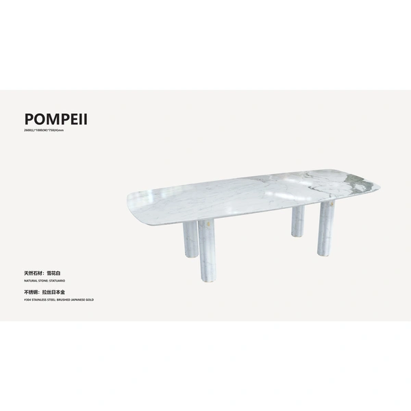 Statuario Natural Stone Rectangular Rounded Corner Table