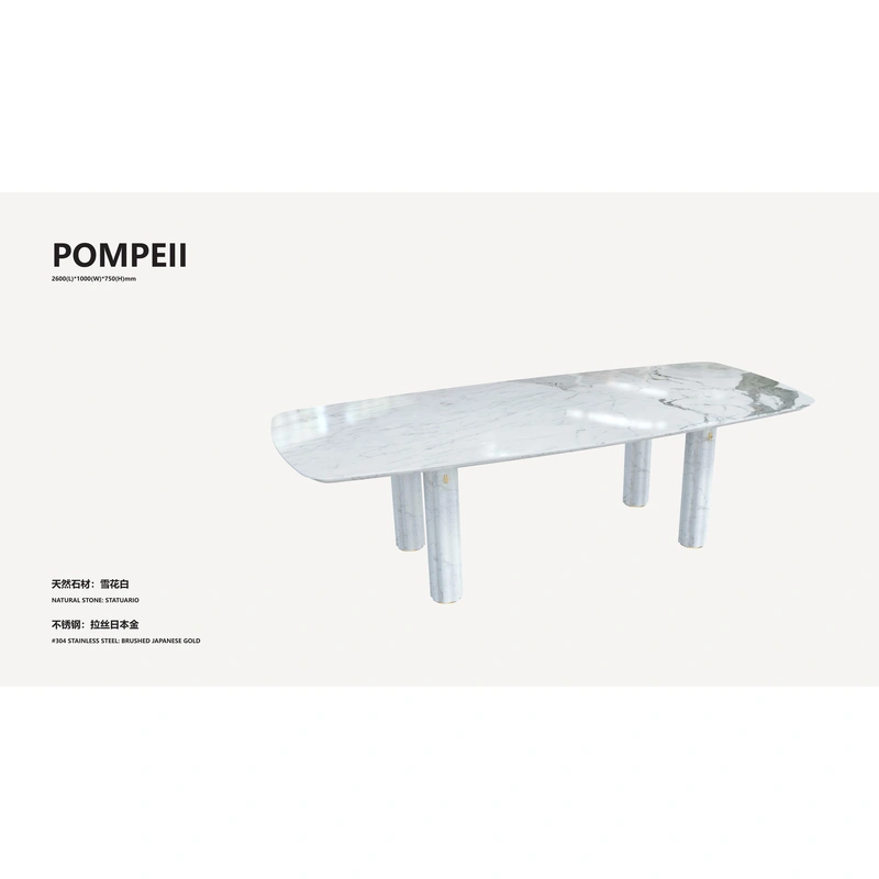 Statuario Natural Stone Rectangular Rounded Corner Table
