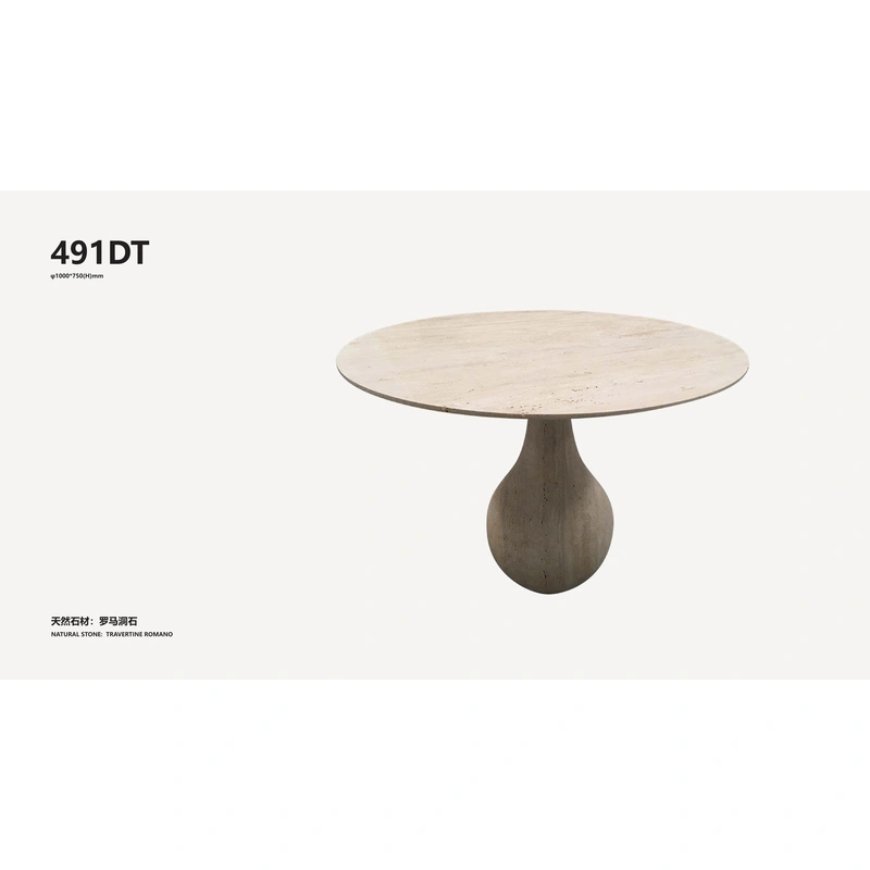Natural Stone Travertine Romano Side Table