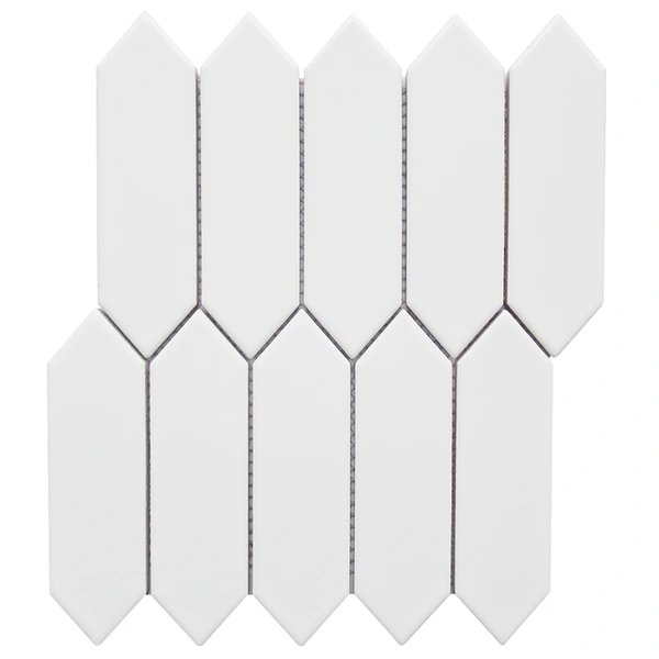 White Glossy Picket Porcelain Mosaic