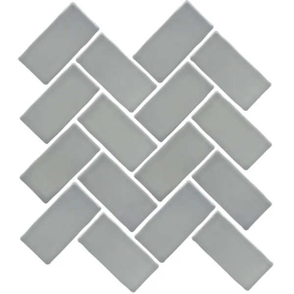 Grey Glossy Herringbone Porcelain Mosaic