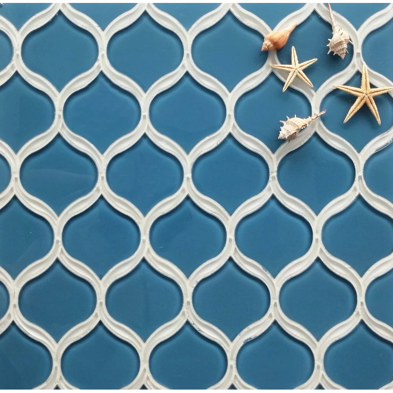 Atpalas Blue & White Waterjet Glass Mosaic