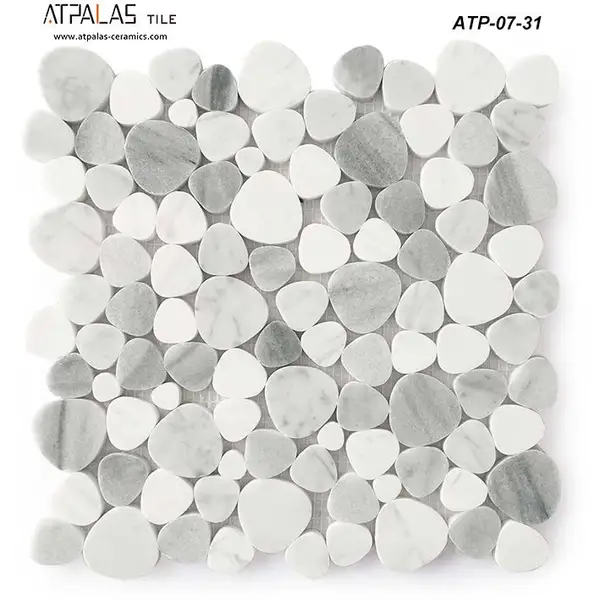 Atpalas Bardiglio Bluette Pebbles Marble Mosaic