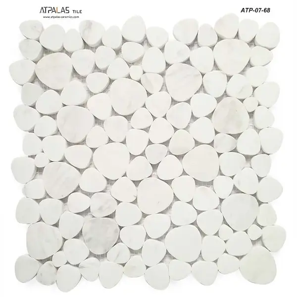 Atpalas Carrara White Pebbles Marble Mosaic
