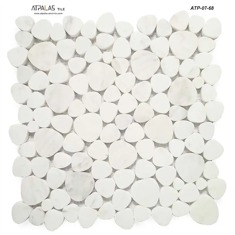 Atpalas Carrara White Pebbles Marble Mosaic