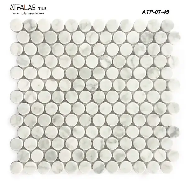 Atpalas Carrara White Penny Marble Mosaic