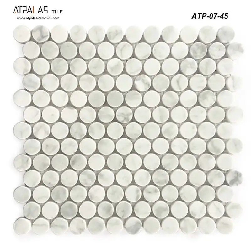 Atpalas Carrara White Penny Marble Mosaic