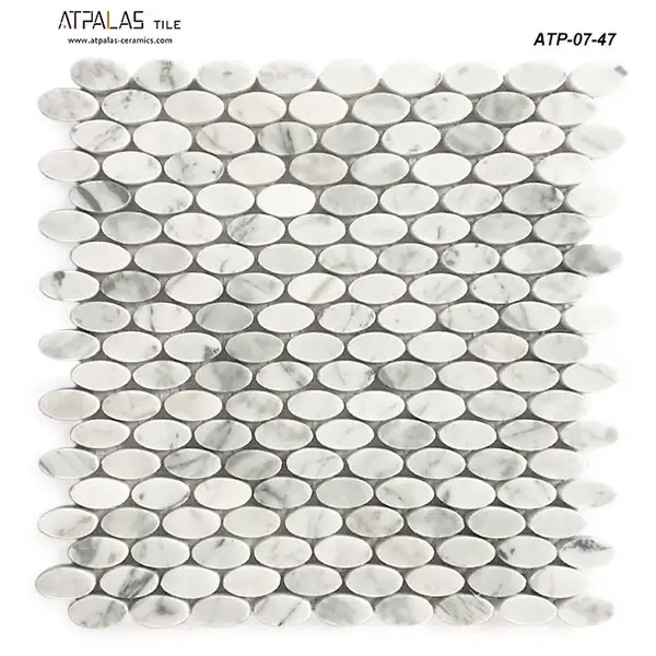 Atpalas Carrara White Oval Marble Mosaic