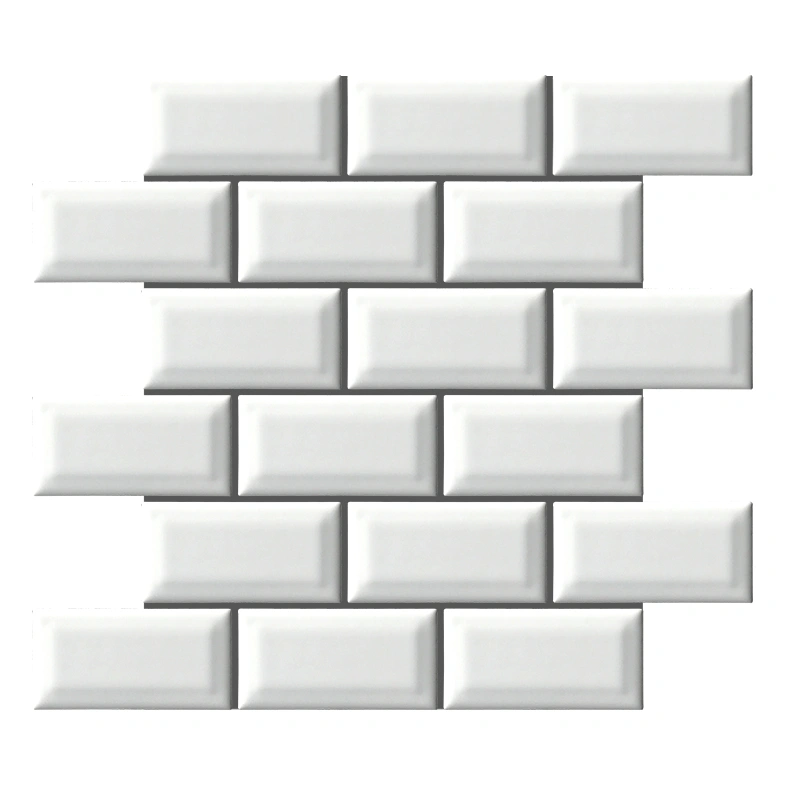 White Glossy Bevel Porcelain Mosaic